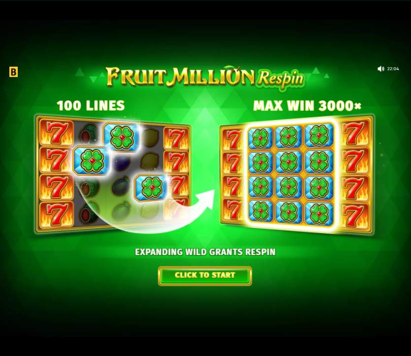 Fruit Million Respin: aufgezeichnete Spielansicht der Demo